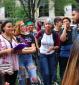 Students standing together outside