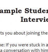 Screenshot of sample interview questions handout