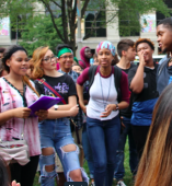 Students standing together outside