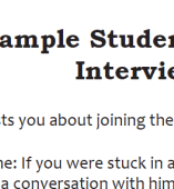 Screenshot of sample interview questions handout