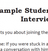 Screenshot of sample interview questions handout